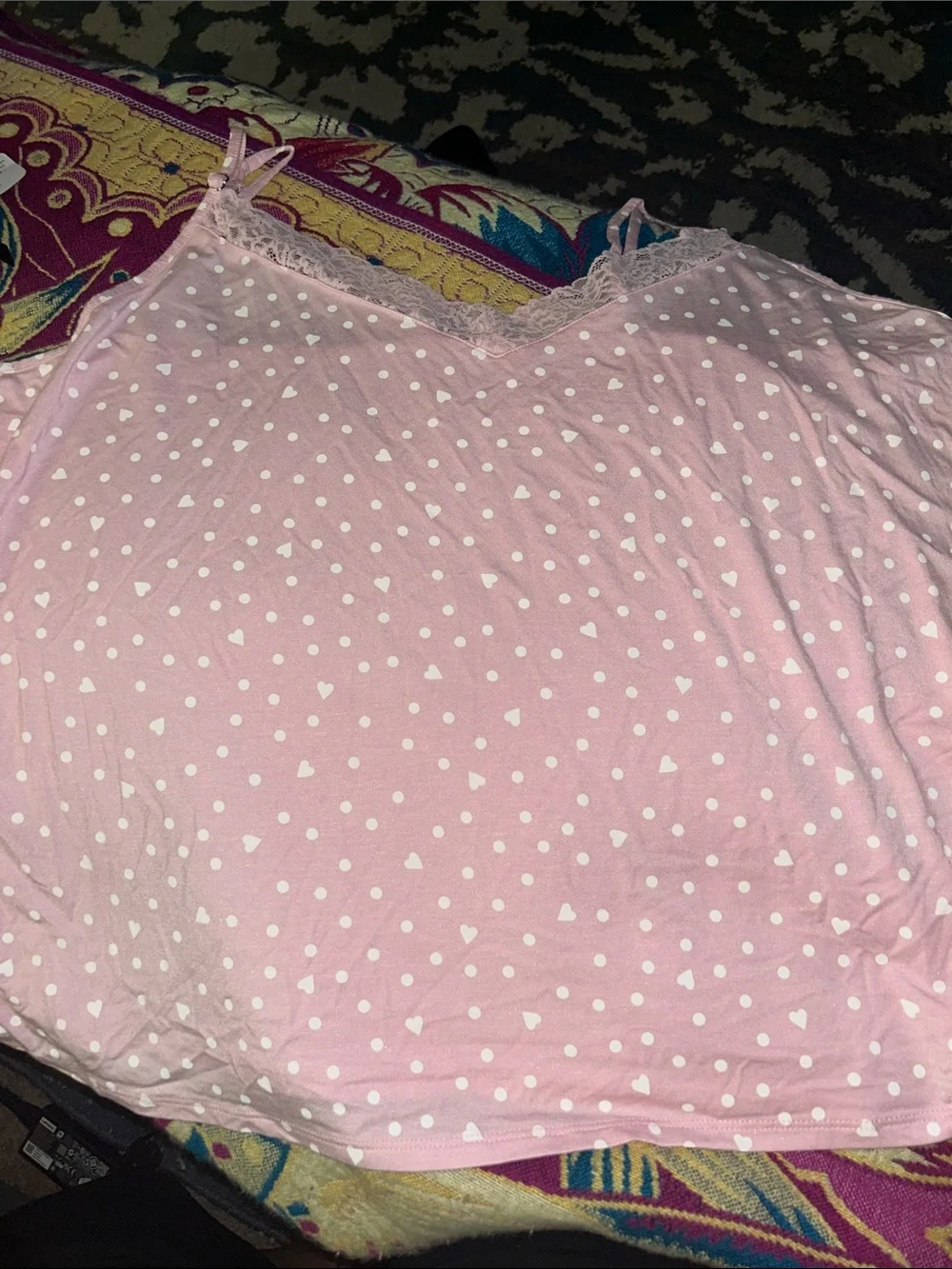 NWT pink hearts and polka dot sleep top camisole